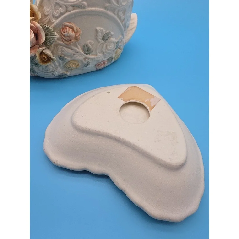 Vintage White Swan Planter Catch All And Trinket Dish Heart Floral Decor 3D